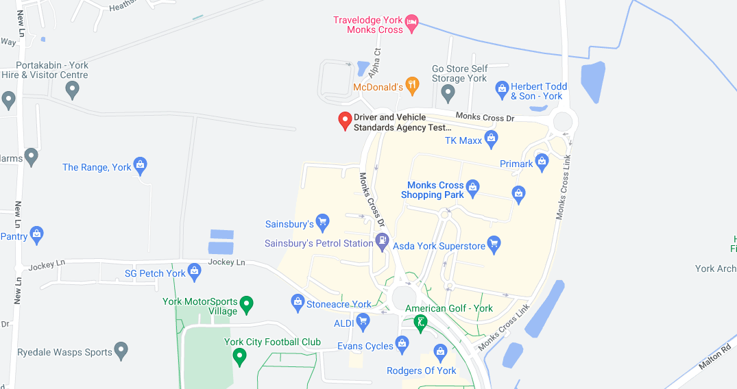 York driving test centre map