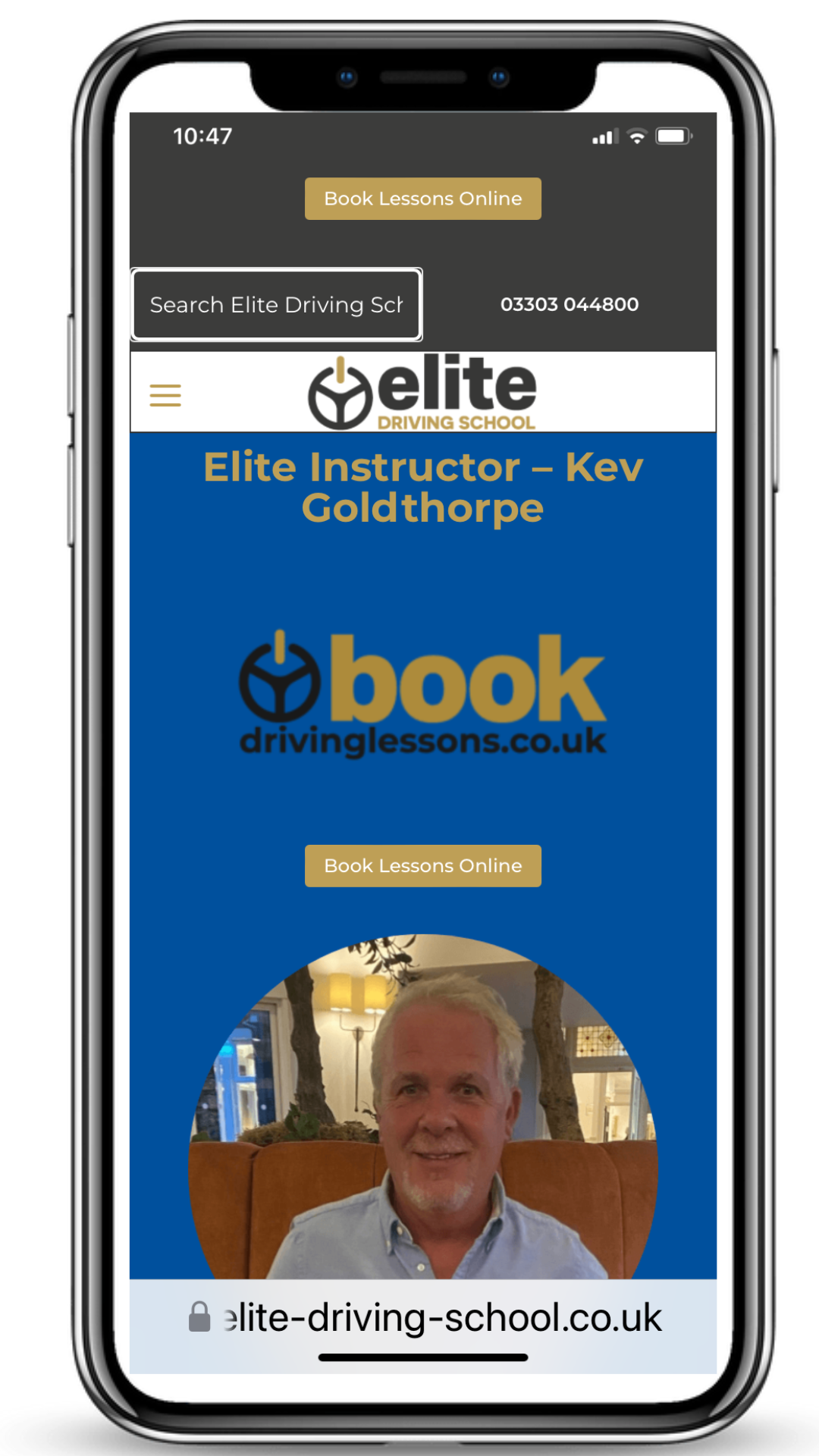 Driving instructor web page