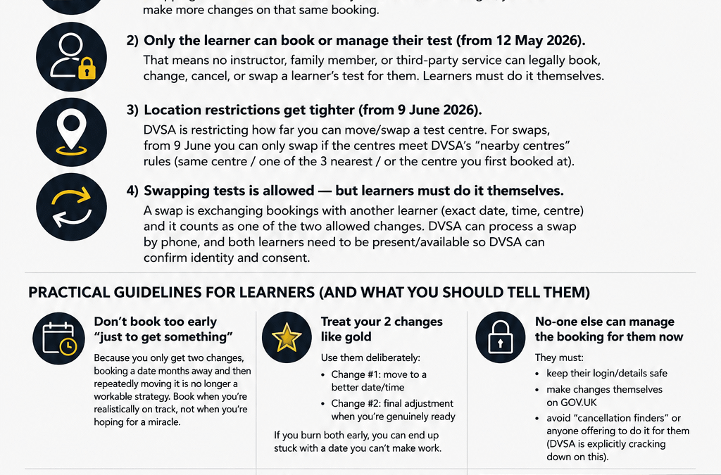 DVSA changes to booking and managing car driving tests in 2026